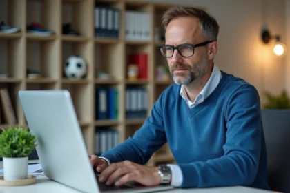 Administrateur IT en bureau sportif en tenue casual