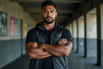 Samoan athlète en veston de sport dans une salle