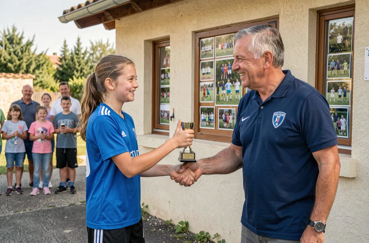 Remise de récompense à une jeune joueuse du Sporting Club Aubagne Air Bel lors d'une cérémonie de fin de saison