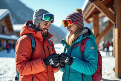 Couple souriant en ski à Villard de Lans