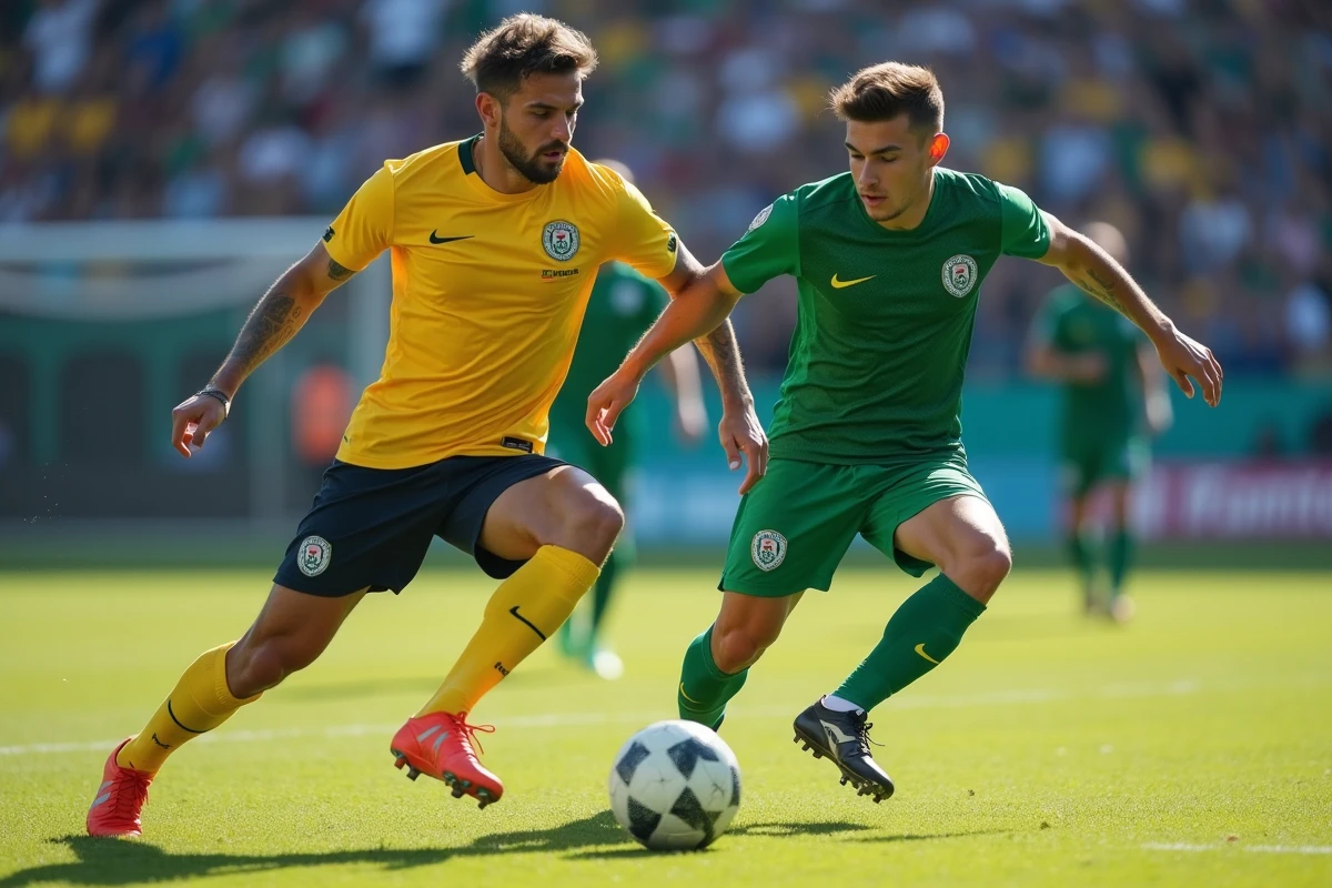 Duel entre joueurs du FC Nantes sur le terrain, capture d'action illustrant les exploits et rebondissements de la saison