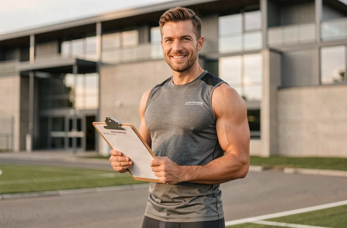 Fabien Le Goff, coach sportif référencé, posant devant une installation sportive en Loire-Atlantique
