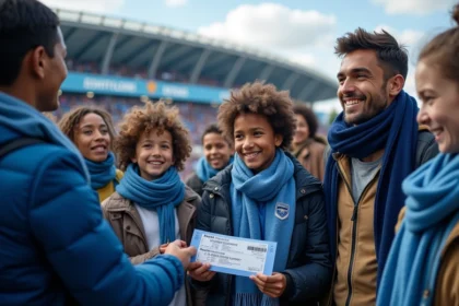 Groupe de fans à l'entrée d'un stade à Paris