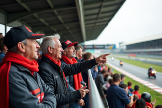 Fans divers regardant une course de motos en plein air