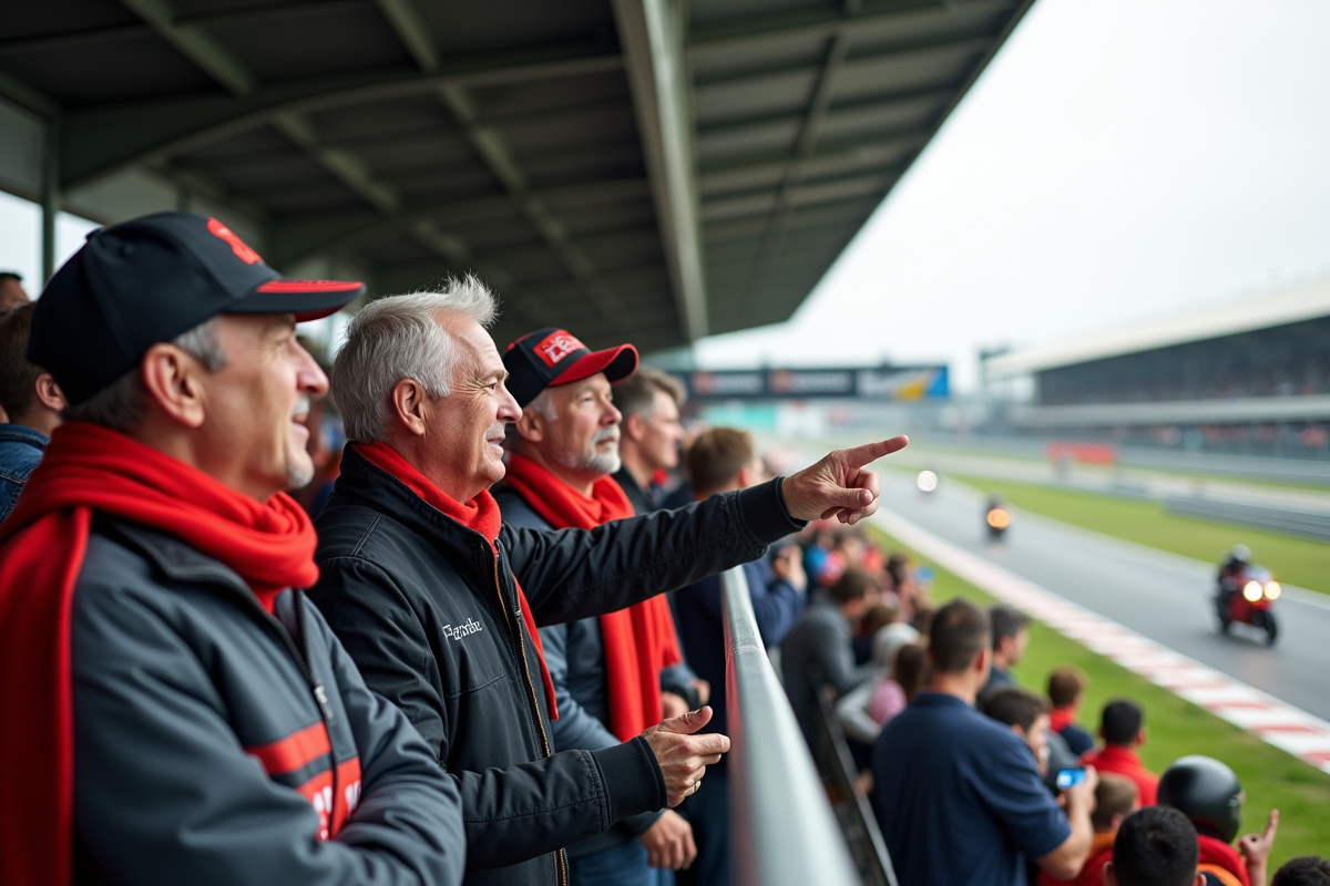 Fans divers regardant une course de motos en plein air