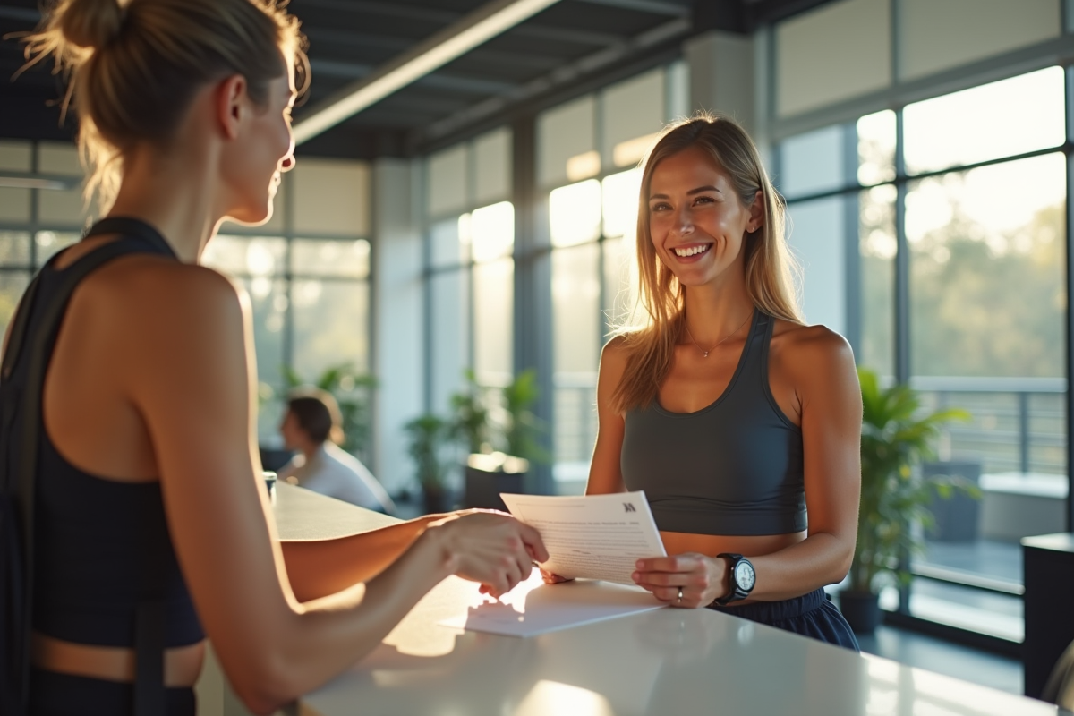 Jeune femme remettant un formulaire d'annulation à la réception
