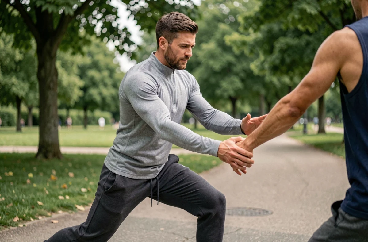 Guillaume Blouin, coach sportif, corrigeant la posture d'un client lors d'une séance à La Roche-sur-Yon