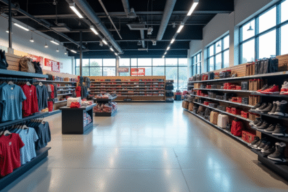 Intérieur d'un grand magasin de sport vide et désert